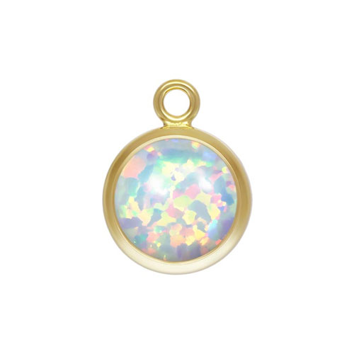 6.0mm White Bello Opal Bezel Drop GP - 10개